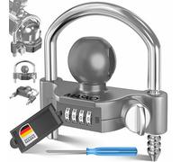 MASKO® Anhängerschloss Zahlenschloss mit 4 Stellig Code für gängige Anhängerkupplung Anhängerkugelsperrkupplung einfache Montage Diebstahlschutz Wohnwagen Anhänger Abschleppsperre Stahlbügel Grau