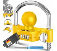 MASKO® Anhängerschloss Zahlenschloss mit 4 Stellig Code für gängige Anhängerkupplung Anhängerkugelsperrkupplung einfache Montage Diebstahlschutz Wohnwagen Anhänger Abschleppsperre Stahlbügel Gelb