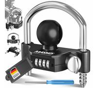 MASKO® Anhängerschloss Zahlenschloss mit 4 Stellig Code für gängige Anhängerkupplung Anhängerkugelsperrkupplung einfache Montage Diebstahlschutz Wohnwagen Anhänger Abschleppsperre Stahlbügel Schwarz