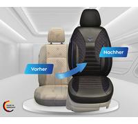 BREMER SITZBEZÜGE Maß Auto Schonbezüge kompatibel mit Hyundai i30 GD Fahrer & Beifahrer Set ab 2011-2017 / Auto Schonbezug Velour Kunstleder Set 2er Pack in Schwarz/Blaue Naht (PS806)