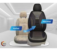 BREMER SITZBEZÜGE Maß Auto Schonbezüge kompatibel mit Mercedes Vito V Klasse W447 Fahrer & Beifahrer Set ab 2014 / Auto Schonbezug Velour Kunstleder Set 2er Pack in Schwarz/Blaue Naht