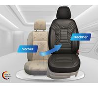 BREMER SITZBEZÜGE Maß Auto Schonbezüge kompatibel mit Renault Megane 4 Fahrer & Beifahrer Set ab 2016 / Auto Schonbezug Velour Kunstleder Set 2er Pack in Schwarz