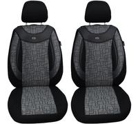 Maß Sitzbezüge für Auto Sitze kompatibel mit VW T5 Caravelle 2003 Fahrer und Beifahrer Schonbezüge Sitzschoner Sitzbezug FB:01 (Schwarz/Grau)