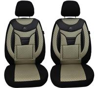 Maß Sitzbezüge für Auto Sitze kompatibel mit VW T6 Caravelle 2015 Fahrer und Beifahrer Schonbezüge Sitzschoner Sitzbezug FB:902 (Beige/Schwarz)
