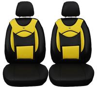 Maß Sitzbezüge Kunstleder für Auto Sitze kompatibel mit Skoda Kamiq 2019 Fahrer und Beifahrer Schonbezüge Sitzschoner Sitzbezug FB:D105 (Schwarz/Gelb)