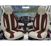 Maß Sitzbezüge Schonbezüge Pilotsitze Fahrer & Beifahrer Set kompatibel mit Wohnmobil FIAT Ducato, Pössl, Knaus, Adria, Carthago, Pilote Laika WPL413 Braun/Beige