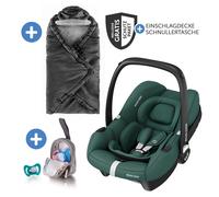 Maxi-Cosi Babyschale CabrioFix i-Size ab Geburt-12 Monate (40-75 cm) inkl. Einschlagdecke & Schnullerbox - Essential Green