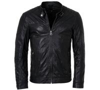 Maze Herren Lederjacke Jack Übergangsjacke schwarz Slimfit Biker Motorrad Look