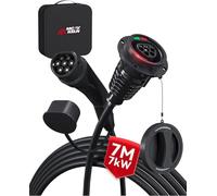 MCEVKELN Typ 2 EV Ladeverlängerungskabel 7kW 32A | 7M Verlängerungskabel| einphasig, Elektrofahrzeug IEC62196-2 [Mennekes] Stecker Ladekabel kompatibel für Hybrid-Elektroautos, mit Schloss