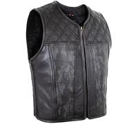 MDM Herren Herren Lederweste/Kutte, Diamond Stepp, Camo-Prägung, Rindsleder