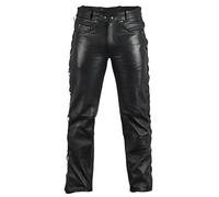 MDM Lederjeans Lederhose Bikerjeans Rockerjeans Motorradhose seitlich geschürt schwarz (31)