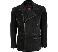 MDM Motorrad Lederjacke in nubuk Leder, Rocker Jacke, Bikerjacke, Chopperjacke (4XL)