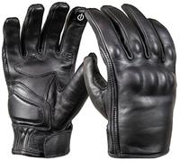 MDM Motorradhandschuhe Herren Leder, Retro Biker Handschuhe Chopper Leder mit Touchscreen, Kurze Motorrad Handschuhe, Schwarze Lederhandschuhe für Sommer & Übergang (Schwarz, 3XL)