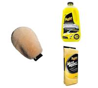 Meguiar's A7301 Luxuriöser Lammwoll-Waschhandschuh: weich & lackschonend - Inklusive Ultimate Autoshampoo & Wachs & Water Magnet Trockentuch