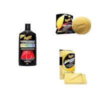 Meguiar's G17216EU Ultimate Compound Farb- & Klarheits-Politur 450 ml zur Anwendung per Hand oder Poliermaschine - Inklusive 4 weiche Schaumstoff-Auftragspads & Supreme Shine Mikrofasertücher