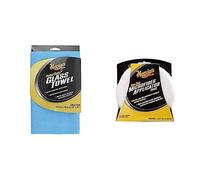 Meguiar's X190301EU Perfect Clarity Glass Towel - Glasreinigungstuch, blau & X3080EU Even Coat Applicator Pad, Mikrofaser-Auftragschwamm, 2er-Pack