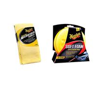 Meguiar's X2020EU Supreme Shine Mikrofasertuch, 3er Pack & X3070 Soft Foam Applicator Pads Auftragsschwamm, 2-er Pack