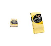 Meguiar's X2100 Natural Chamois Schafsledertuch & X2020EU Supreme Shine Mikrofasertuch, 3er Pack