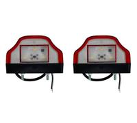 MelTruck 2x LED Kennzeichenbeleuchtung Kennzeichenleuchte mit Positionsleuchte 97 mm x 64 mm 12-24V | Universal für LKW, PKW, Anhänger | Klar/Rot | E9 Zulassung