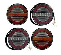 MelTruck 4x 3-Kammer LED Rückleuchten Set 12V-36V SLIM Design, 140mm Rund, Dynamischer Blinker, Rückfahrlicht & Nebelschlussleuchte, E9 Prüfzeichen, Wasserdicht IP67, für LKW Anhänger Traktor PKW