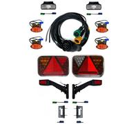 MelTruck Anhängerbeleuchtung 2x 6-Funktions LED Rückleuchten Set E9 mit Kabel 13 PIN LED Umrissleuchte Kennzeichenlicht Schnellverbinder für Anhänger Trailer LKW (Kabel 9m/6,5m)