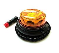 MelTruck LED Warnleuchte Orange - 6 Varianten, Magnetfuß oder DIN Aufsteckrohr, 12-80V, E9 R65 R10 - Für PKW, LKW, Abschleppwagen, Traktor, Baumaschinen (4 Blitzmodi, Magnetfuß und Saugnapf)