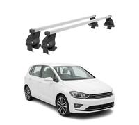 OMAC Dachträger Querträger Stahl für VW Golf Sportsvan mk7 2012-2019 - Abschließbar - City-Crash-getestet - DIN 75302:2019 - ISO/PAS 11154:2006 - Max. 50 kg Silber