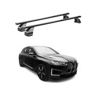 Menabo Dachträger Grundtäger kompatibel mit BMW iX I20 2021-2025 Stahl 75kg Schwarz 2tlg Ohne Reling für Fahrradträger, Dachboxen, Skiträger Abschließbar