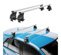 Menabo Dachträger Grundtäger kompatibel mit Nissan Qashqai J10 2006-2014 Stahl 50kg Silber 2tlg Ohne Reling für Fahrradträger, Dachboxen, Skiträger Abschließbar