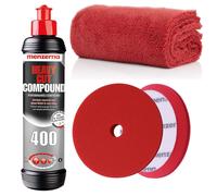 Menzerna Autopolitur Heavy Cut Compound Politur 250 ml + Foam Pad 150mm + Tuch