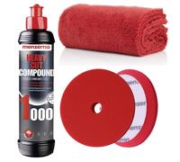Menzerna Autopolitur Heavy Cut Compound Politur 250 ml + Foam Pad 150mm + Tuch