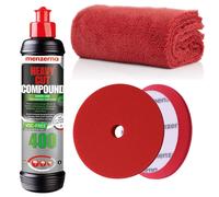 Menzerna Autopolitur Heavy Cut Compound Politur 250ml + Polierpad 150mm + Tuch