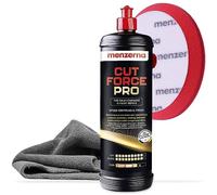 Menzerna Cut Force Pro Auto Politur Set 1000ml 3in1 |All in One Autopolitur zum Kratzer entfernen| Profi One Step Polierpaste Schleifpaste für alle Lackarten + Heavy Cut Polierpad + Poliertuch 380GSM