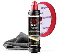 Menzerna Cut Force Pro Auto Politur Set 250ml 3in1 |All in One Autopolitur zum Kratzer entfernen| Profi One Step Polierpaste Schleifpaste für alle Lackarten + Heavy Cut Polierpad + Poliertuch 380GSM