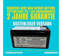Mercedes-Benz AGM Stützbatterie 12V 1.2Ah N000000004039 Original Batterie Backup