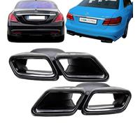 Mercedes W212 W222 Auspuffblenden Chrom Schwarz 4-Rohr Edelstahl + Zubehör E63 S63 AMG