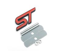 Metall Rot Blau ST Frontgrill Aufkleber Auto Kopf Grill Emblem Abzeichen Chrom Aufkleber Kompatibel mit Fiesta Focus Mondeo Auto Car Styling(Red-Black Grille)