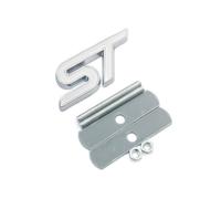Metall Rot Blau ST Frontgrill Aufkleber Auto Kopf Grill Emblem Abzeichen Chrom Aufkleber Kompatibel mit Fiesta Focus Mondeo Auto Car Styling(White Grille)