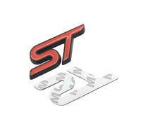 Metall Rot Blau ST Frontgrill Aufkleber Auto Kopf Grill Emblem Abzeichen Chrom Aufkleber Kompatibel mit Fiesta Focus Mondeo Auto Car Styling(Red-Black Tape)