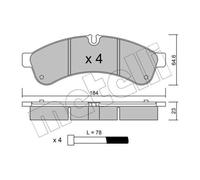 METELLI Bremsbelagsatz, Scheibenbremse hinten rechts links für IVECO 22-0851-0