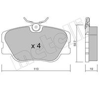 1x ORIGINAL® Metelli 22-0061-0 Bremsbelagsatz, Scheibenbremse Vorne, exkl.