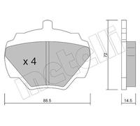 Metelli Bremsbelagsatz 22-0353-0 Scheibenbremse hinten rechts/links für Land Rover