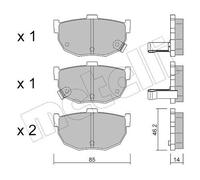METELLI Bremsbelagsatz, Scheibenbremse hinten rechts links für HYUNDAI KIA NISSAN 22-0362-0