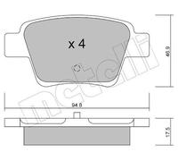 Metelli Bremsbelagsatz Scheibenbremse 22-0639-0 für CITROËN & PEUGEOT
