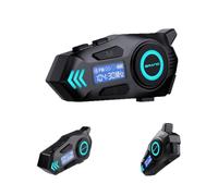 MidingChai K09 Motorrad Headset, Motorradhelm Bluetooth 5.4, Helm Kopfhörer Gegensprechanlage in Reichweite 500m, Intercom Headset IPX8 mit Digitalanzeige/HiFi/Sprachassistent/FM (1pc)