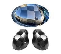 MINI F54 F55 F56 F57 F60 Nach Juli 2019 Spiegelabdeckungen, AutoTür spiegelkappen für Mini Cooper S/JCW F54-F60 2020-2023(Grau kariert, F-Serie Mit Lichtloch)