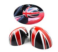 MINI R50 R52 R53 Union Jack Spiegelkappen Dekoration, Autotür Seitenspiegelabdeckungen Für Mini Cooper One/S/JCW Serie R R50 R52 R53 2002-2006(Union Jack Schwarz/Rot)