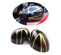 MINI R55-R61 Union Jack Spiegelkappen Dekoration, Autotür Seitenspiegelabdeckungen Für Mini Cooper Serie R R55 R56 R57 R58 R59 R60 R61(Union Jack Gold, Außenspiegel manuell einklappen)