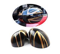 MINI R55-R61 Union Jack Spiegelkappen Dekoration, Autotür Seitenspiegelabdeckungen Für Mini Cooper Serie R R55 R56 R57 R58 R59 R60 R61(Union Jack Gold, Außenspiegel elektrisch anklappen)