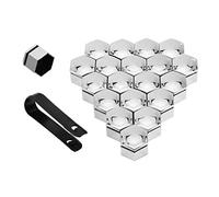 MINIKS 20 Stück 17mm 19mm Radschraubenkappen Auto Radmutterkappen für Benz C Class C180 C220d C300 C300d C400 AMG C63S, Radschrauben Kappen Auto Sechskant Radmuttern Abdeckung,B-17MM/SILVER
